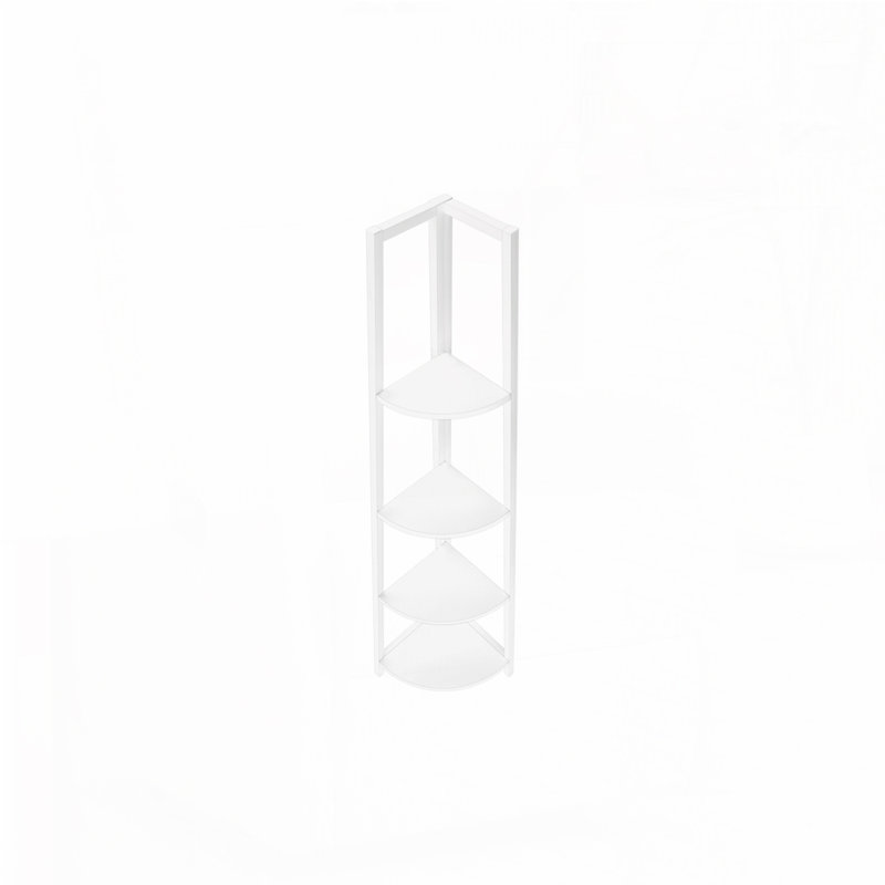 Bibliothèque de coin à 4 niveaux, Blanc, (4 tablettes) H 59 po x l 17,5 po x P 12,5 po