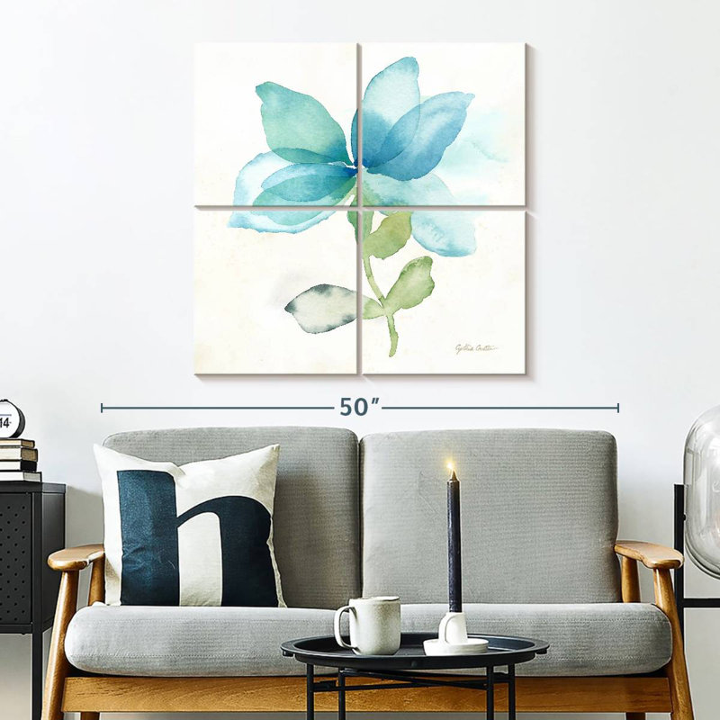Harnek - coquelicot bleu simple I, H 32 po x l 32 po
