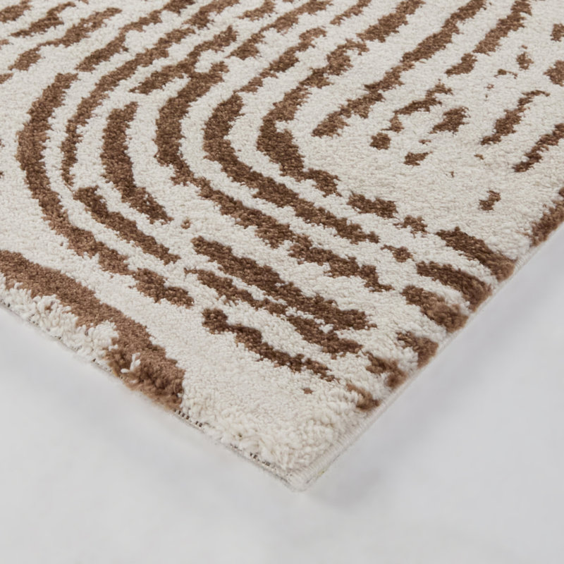 Campini Rust Modern Striped Area Rug, Rectangle 7'10" x 10'