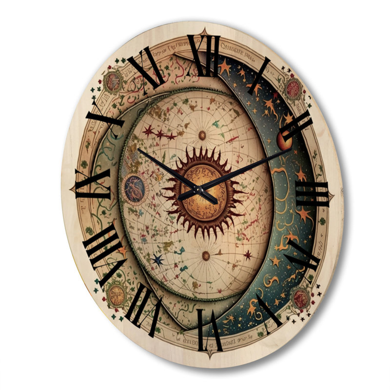 Horloge murale en bois massif Maryesther, Très grand