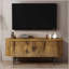 Console télé 47 po avec porte coulissante et compartiment de rangement moderne - brun