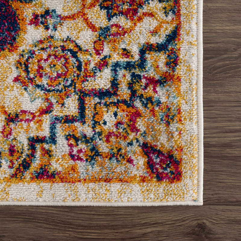 Tapis oriental bleu Edwa, Tapis de couloir 2 pi 7 po x 7 pi 3 po