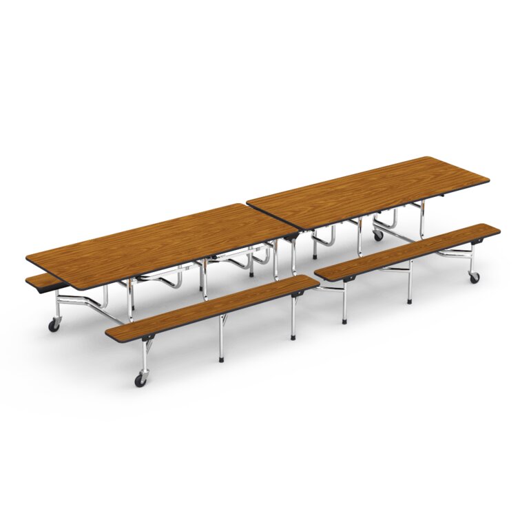 Virco Mobile Folding Bench Tables Virco 144'' Cafeteria Table with Metal Frame