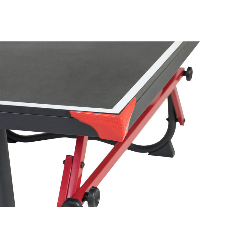 Foldable Black and Red Engineered Wood Table Tennis Table with Net