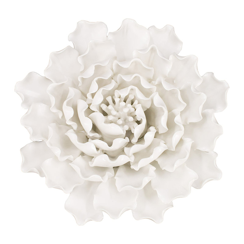 Fleur en céramique faite à la main en crème pour un accent mural - un décor charmant ajoute de la profondeur à votre espace