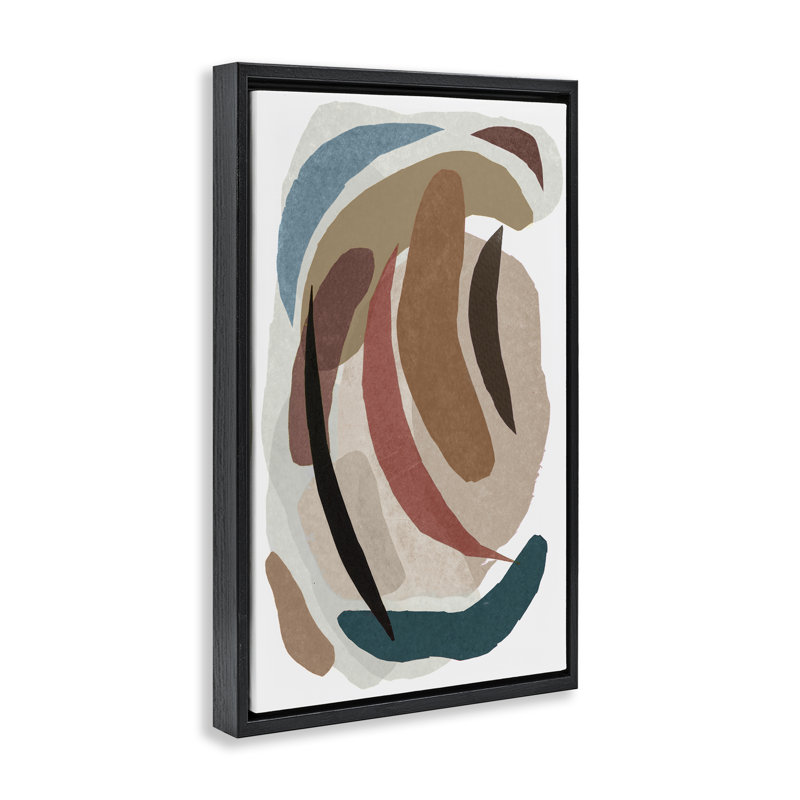 Cadre flottant en papier, tons de terre, par Nikki Galapon, H 25 po x l 17 po, Cadre flottant noir de jais