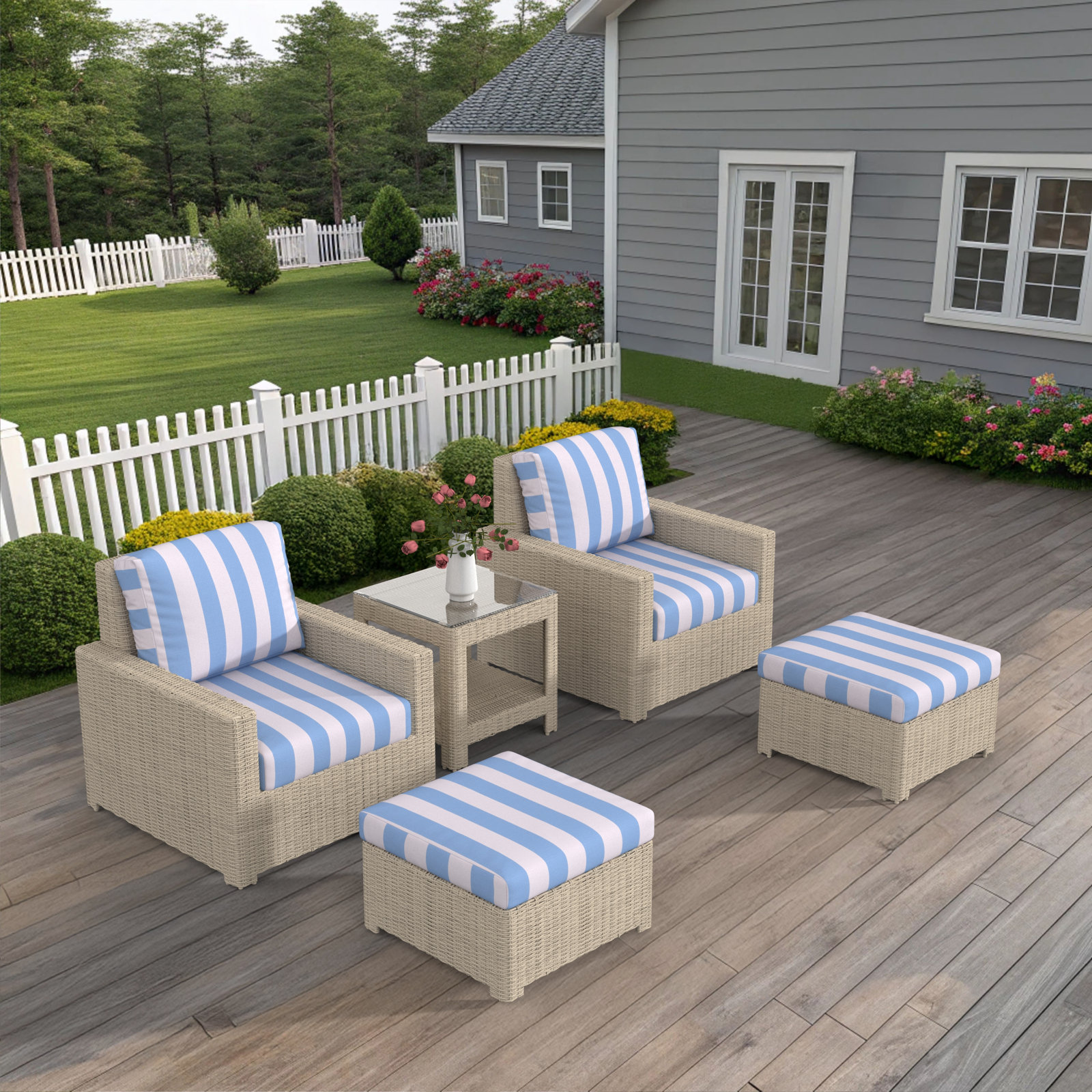 Henri 2-Person Sunbrella® Patio Seating Group, Refuge Ocean