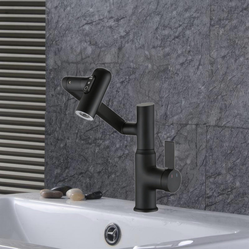 Bathroom Sink Faucet With Spray Function And Temperature Display