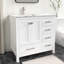 Meuble-lavabo autoportant 36 po Anvay en blanc mat avec plateau en marbre de Carrare-889296418-895541830