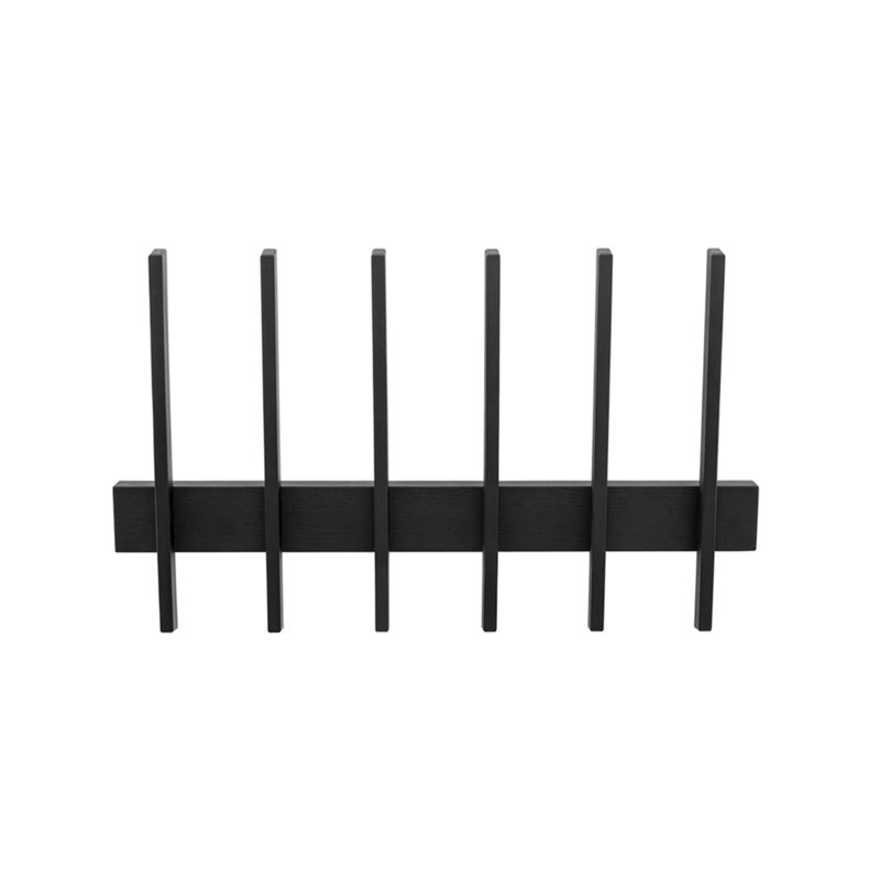 Fin 6 - Hook Wall Mounted Coat Rack, Black