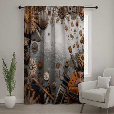 Metallic Car Collage Window Curtains, Collage Sheer & Blockout Curtains - 1 Panel