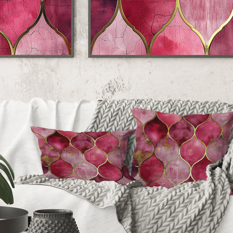 Coussin lombaire moderne rose et or scintillant II