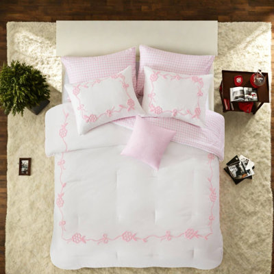Gingham and Floral Comforter Set