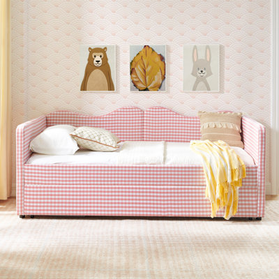 Lit de jour simple avec lit gigogne Gingham