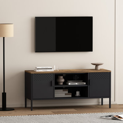 Landen 47" Modern 6-Shelf Steel TV Stand for TVs up to 40" in Black