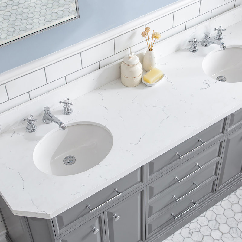 Palace 72'' W Double Vanity, Cashmere Gray, Polished Chrome