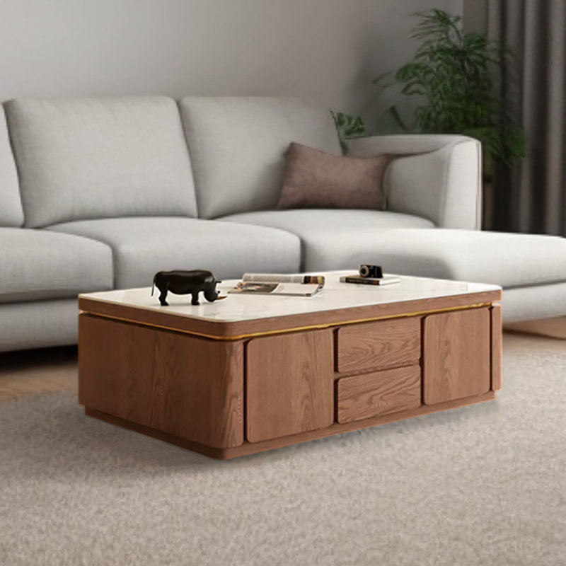Table basse nordique moderne simple et luxueuse, H 18,11 po x L 55,11 po x l 31,49 po, Noyer