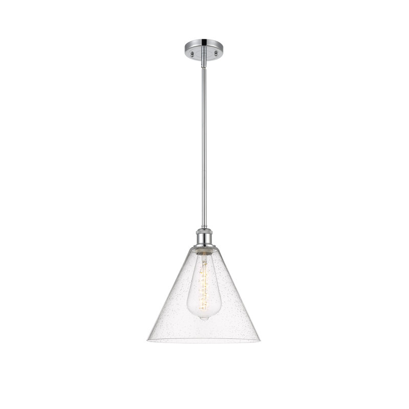 Luminaire suspendu conique à 1 lumière Gratia, Ampoule non incluse, Chrome poli, H 12,75 po x l 12 po x P 12 po