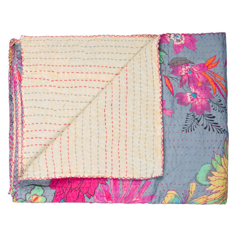 Kantha Quilted Throw Blanket