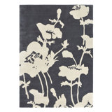 Hand Tufted Floral Area Rug in Charcoal