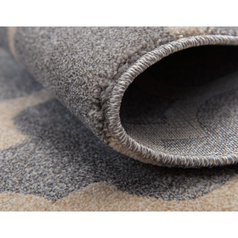 Tapis à motif géométrique gris Molly, Carré 10 pi