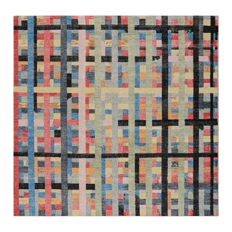 Homage Hand Knotted Wool Geometric Area Rug, Rectangle 10' x 14'