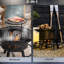 21 foyers avec barbecue, 33 po portatif avec poêle réglable, pour cour, patio, réchaud, foyer noir, barbecue