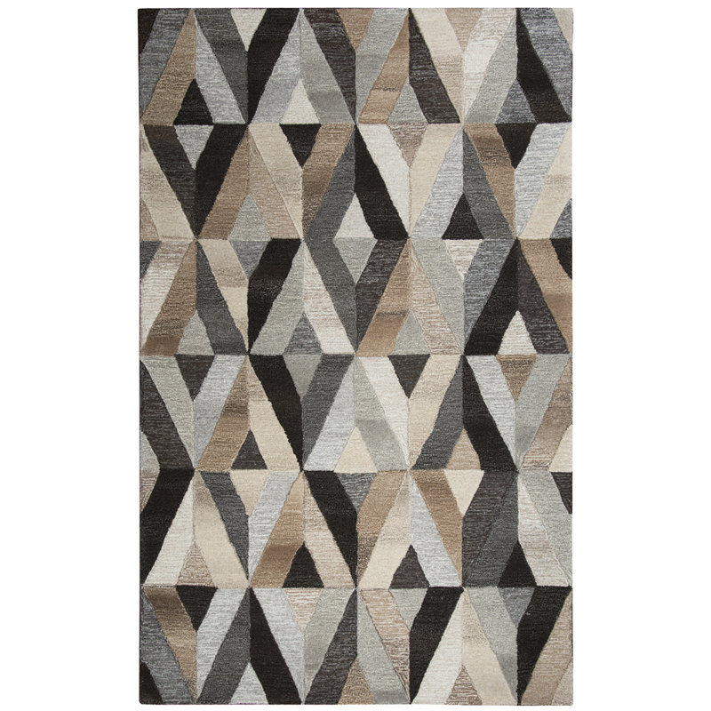 Tapis gris / brun en laine touffeté à la main Hamid, Rectangle 8 pi x 10 pi