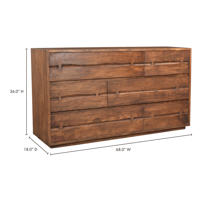 Madagascar 6 Drawer 68" W Solid Wood Chest
