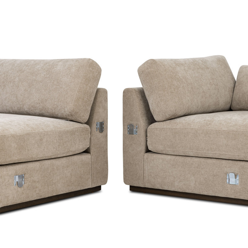 Canapé modulaire en chenille brun flottant l 123 po Sandim, Right Hand Facing