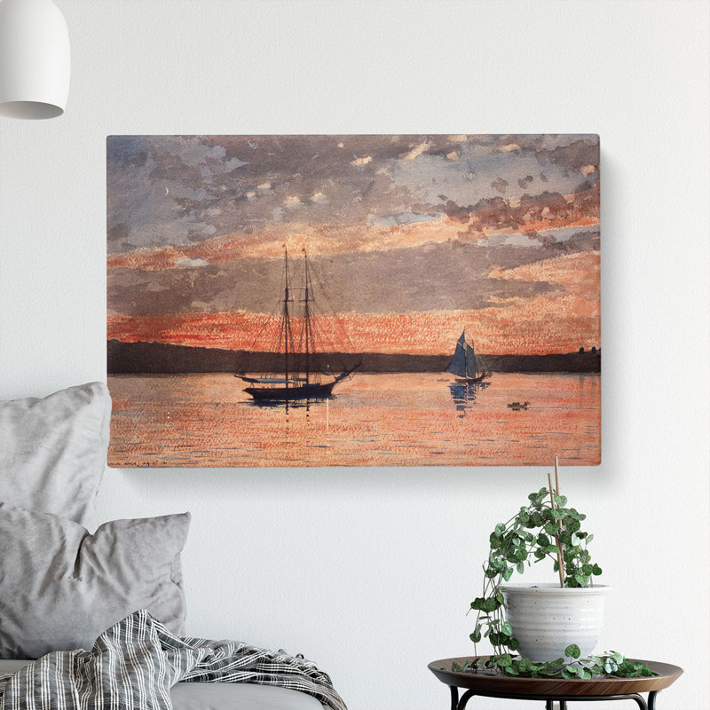 Sunset At Gloucester by Winslow Homer - Wrapped Canvas Painting, 35cm H x 76cm W x 3cm D