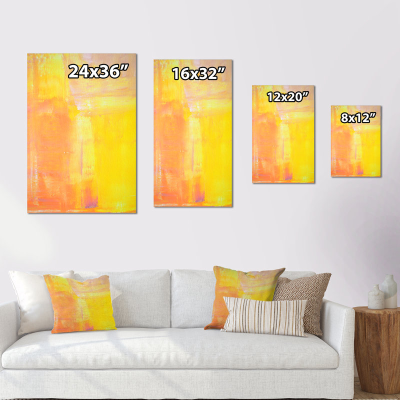 Art moderne jaune et orange - reproduction d'art moderne et contemporaine sur toile, H 12 po x l 8 po x P 1 po, Toile tendue