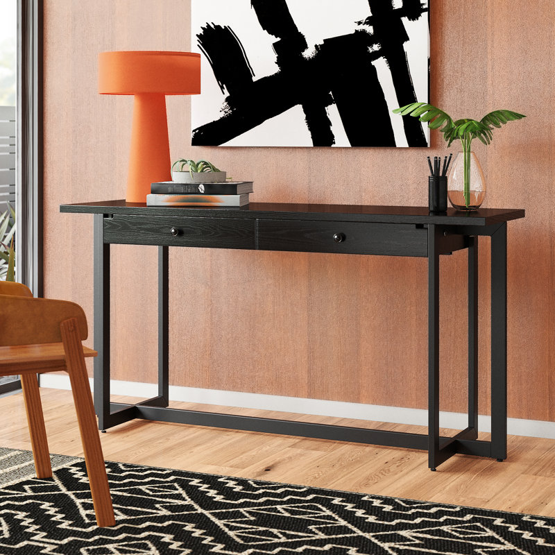 Proulx Writing Desk with Power Outlet, Black