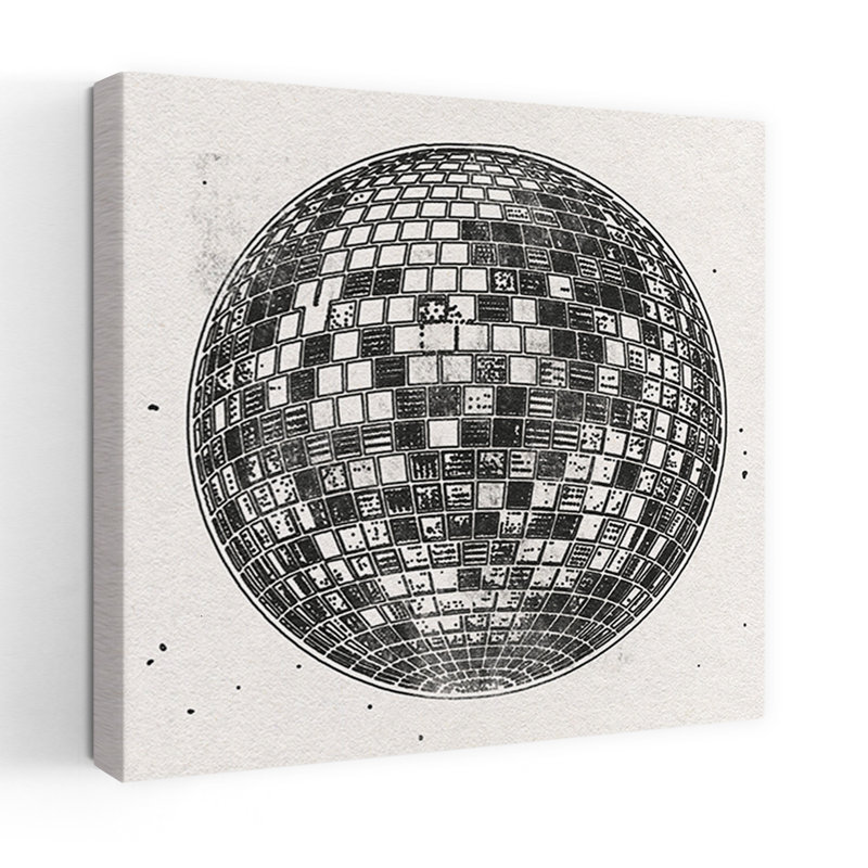 «Retro Disco Ball», reproduction d'art géométrique murale rétro classique, 32" H x 32" W