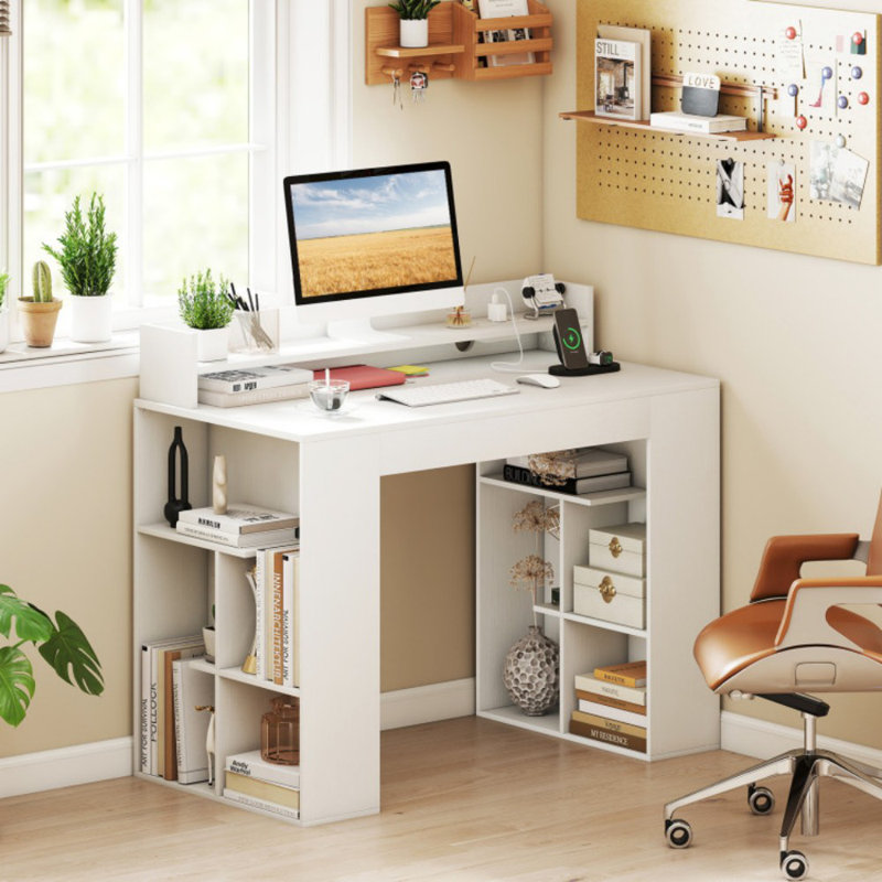 Bureau d'ordinateur 43 pouces avec prises de courant et 2 bibliothèques