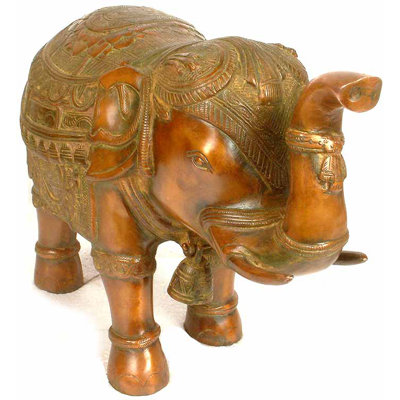 Figurine d'éléphant en laiton, H 10 po x l 14 po x P 6 po | Statue d'hindou sacré pour autel et décor de salon