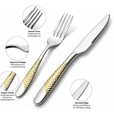 40-Piece Gold Silverware Set Stainless