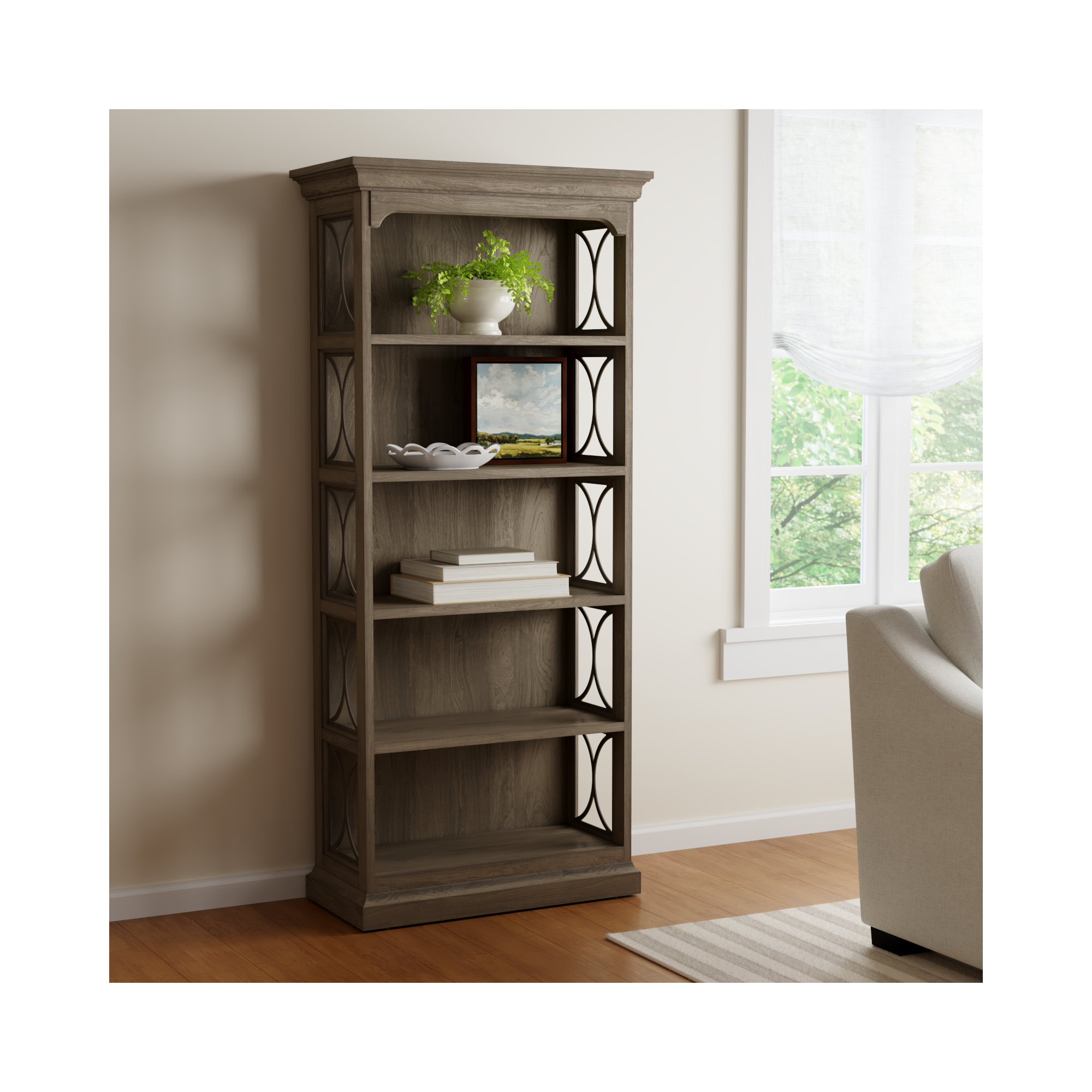 Abana Weathered Wood Fully Assembled Bookcase