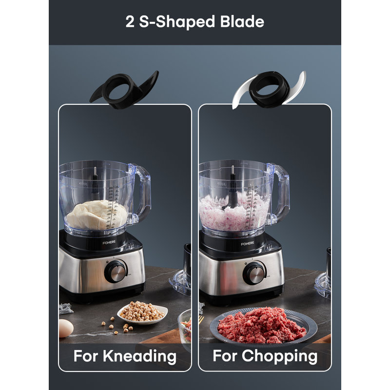 14 Cup Food Processor, 800w, 2-speed 6 Functions For Shredding, Slicing, Doughing, Emulsfying And Juicing