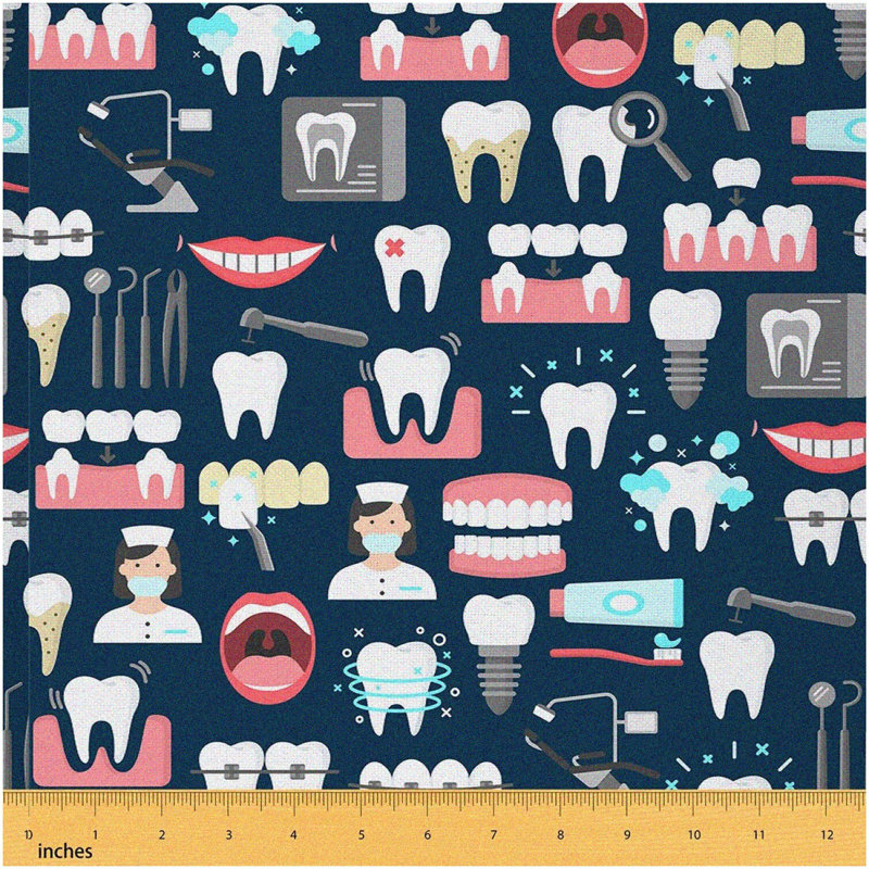 ToothTastic Dental Care Theme Fabric 1 Yard