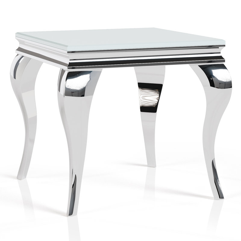 Table de bout en verre Mehseti, Blanc