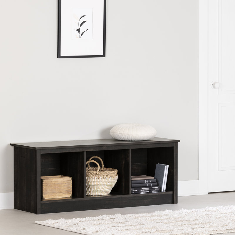Banc de rangement Fernley, Noir frotté