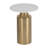 Altrincham 22" Gold Iron & White Marble Cylindrical Accent Table for Home & Office