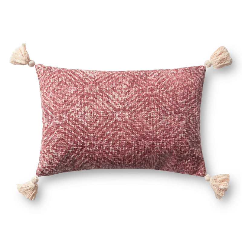 Housse de coussin rectangulaire en coton Frison Tribal Diamond, Pas de remplissage, Rouge
