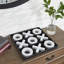 Black Wood Tic Tac Toe Game Set with White Pieces