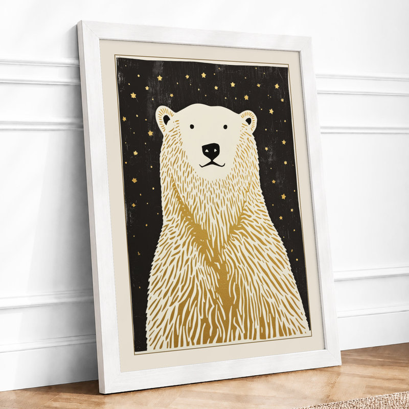 Polar Bear Portrait Minimalist - Print, A1 - 84.1 x 59.4 cm, White