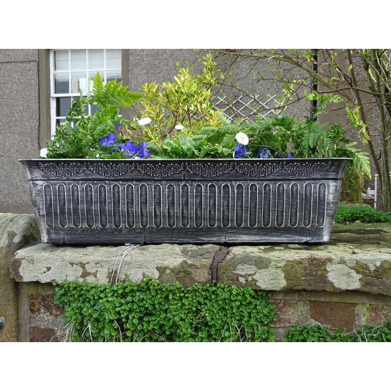 Yasmine Planter Box, 20 cm H x 79 cm W x 25 cm D, Antique Silver