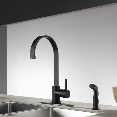 Kingston Brass Concord Single-Handle 2-Hole Deck Mount Kitchen Faucet with Side Sprayer