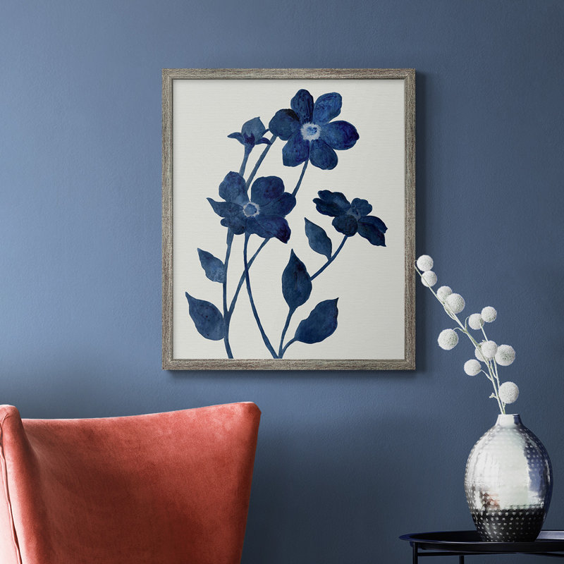 Toile encadrée de qualité supérieure Indigo Bloom II - prête à être accrochée, Argent patiné, H 24 po x l 20 po