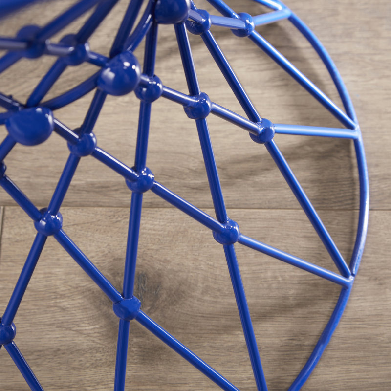 Grid Iron Accent Stool, Dark Blue